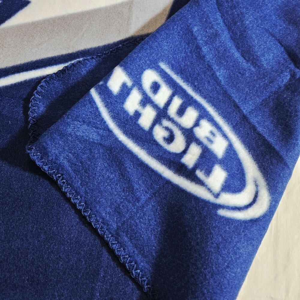 Bloomington PrairieThunder Blanket Throw Fleece 63x53 Blue Hockey Bud Light - Picture 6 of 7